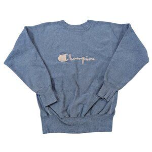CHAMPION Vintage Sweatshirt L Reverse Weave USA Cotton Crewneck Dusty Blue 90's